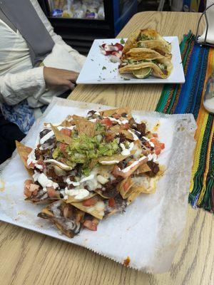 Tacos de Barbacoa, Nachos with Barbocoa