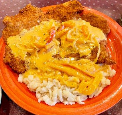 Zigeuner Schnitzel   Spaetzle