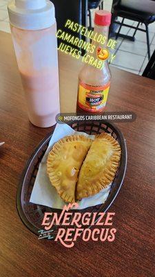 Pastelillos de Camarones  & Pastelillos de Jueyes (crabmeat)