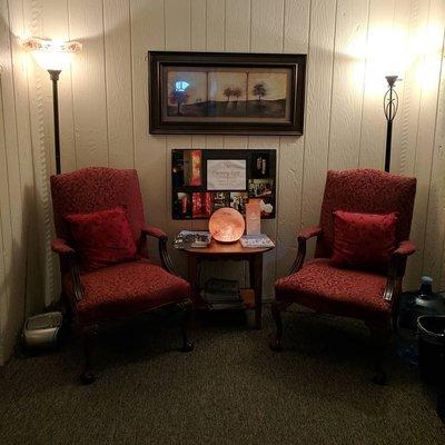 Our back lobby, with our lending library