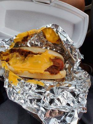 Chilli bacon hot dog