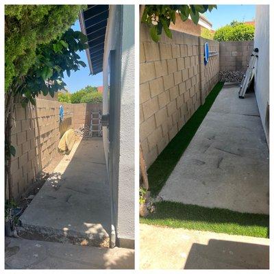 Before and after side yard