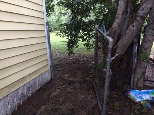 Gate off its hinge and wide open. Animals getting in/out.