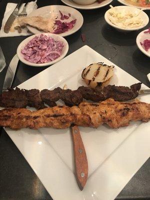 Chicken and beef shish