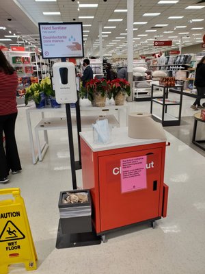 Front of the store. Sanitizer and free masks. Love it!