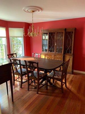 Dinning room, that I just love the color and the job that was done.  Joe and the guys didn't get any paint on my wood floor or furniture.