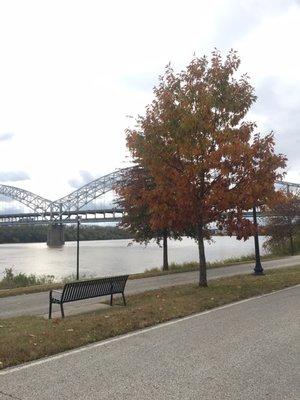 On the greenway in New Albany. Sherman Minton Bridge in the background.