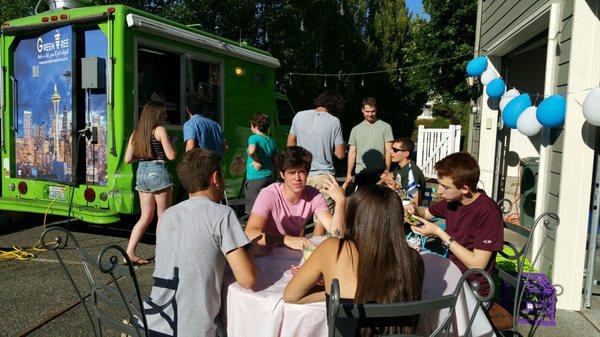 Green Tree food truck was catering our party with thier amazing, authentic delicious food.