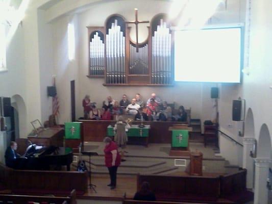 The church choir practicing