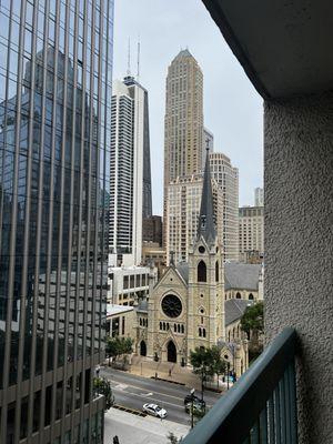 View of Holy Name Cathedral and Sears Tower