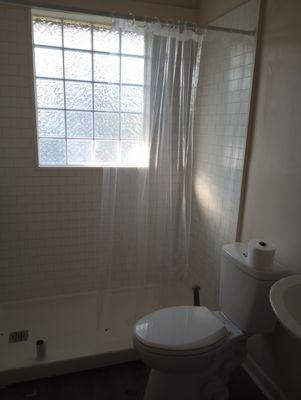 Remodeled bathroom in the 1 bedroom