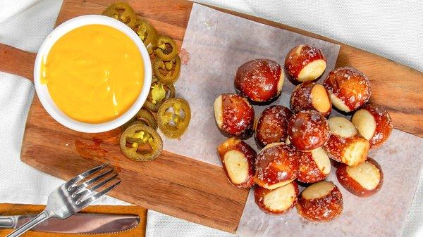 Pretzel Bites with Jalapeno Cheese sauce