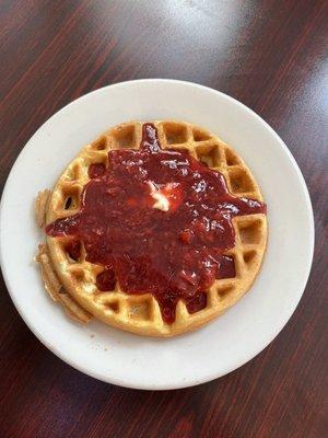 Waffle with Strawberry Bourbon Topping