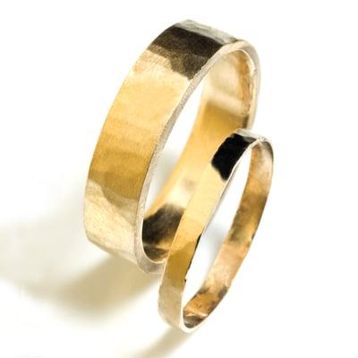 Flat Hammered Wedding Band