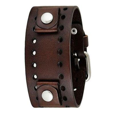 BN-D Basic Dark Brown Leather Cuff Watch Band 20mm