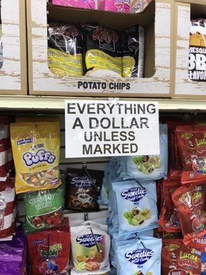 Everything is "mostly" a dollar, but most things are marked. It's not an actual "Dollar Store".