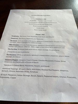 The menu