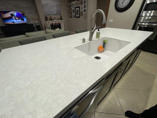 Quartz island with sink