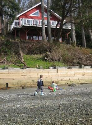 View of the cabin from the beach.