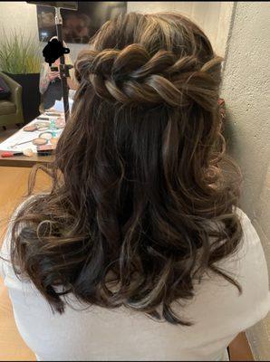 Maid of honor hair's done by Elyse