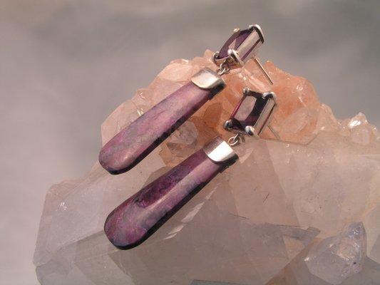 fine amethyst, rhodochrosite in silver