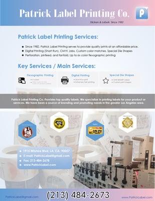 Patrick Label Printing Services!