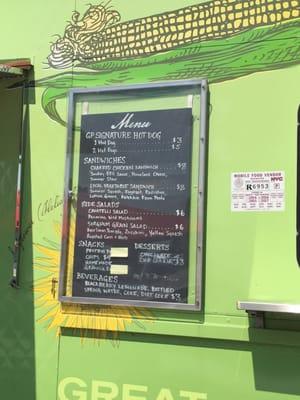 Menu on truck on Roosevelt island