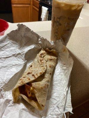 Q taco paired with the Starbucks, this makes a great morning in the valley.  Homemade tortillas with bacon, egg, cheese and potatoes.