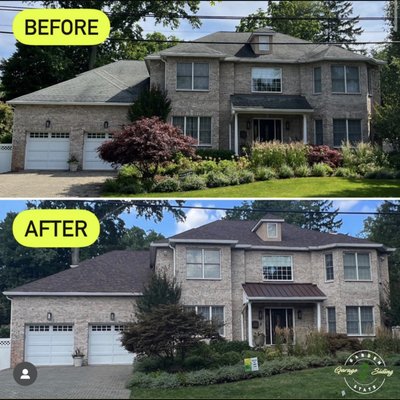 Before and After roof makeover in Closter NJ. This customer received a complete roof makeover using Owens Corning Duration shingles.