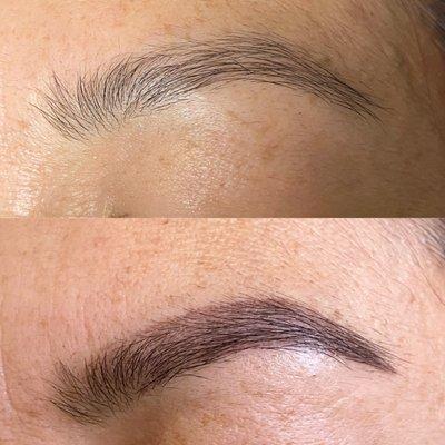 Brow tint before & after