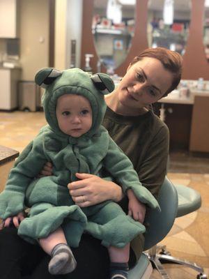 We went to Fort Dental on Halloween and Little Froggy (1.5 years) got his first cleaning.