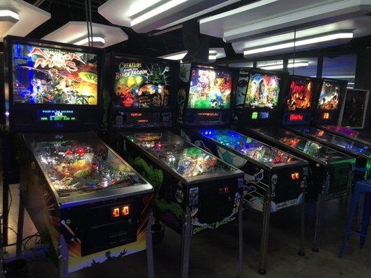 Assortment of pinball machines