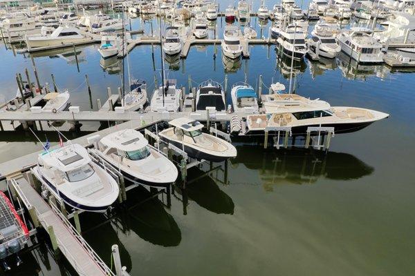 Multiple boat lifts, Marina Jack, Sarasota