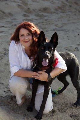 Dr Yuliya Gruppina and her dog Sasha