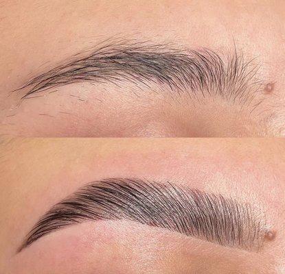 Eyebrow wax, tint and lamination