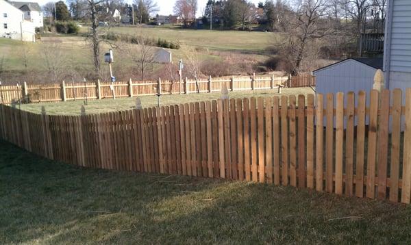 4ft high Red Cedar spaced picket fence with french gothic posts-Royersford