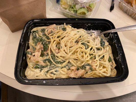 Grilled Chicken Alfredo with spinach