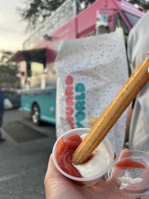 Churro w/ guava and cheese sauce