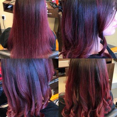 Ombre/balayage with awesome red color