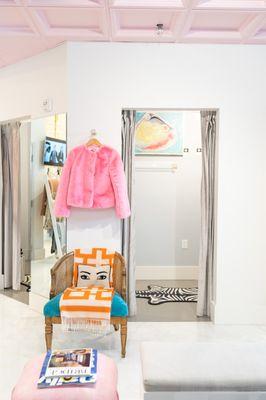 Two fitting rooms ready for you to try on the latest and greatest fashion finds