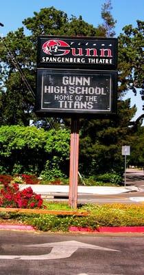 Gunn High School signage at entrance.