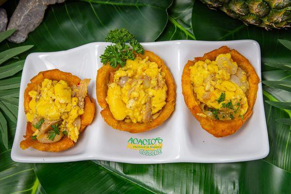 Plantain cups with Ackee and Salt fish