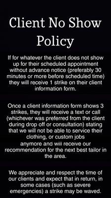 Client No Show Policy