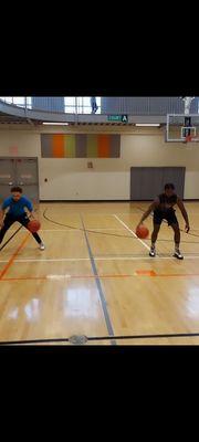 my first clients working on stage 3 of ball handling training.