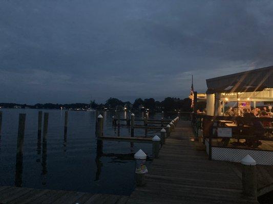 The bar and dining area along the water