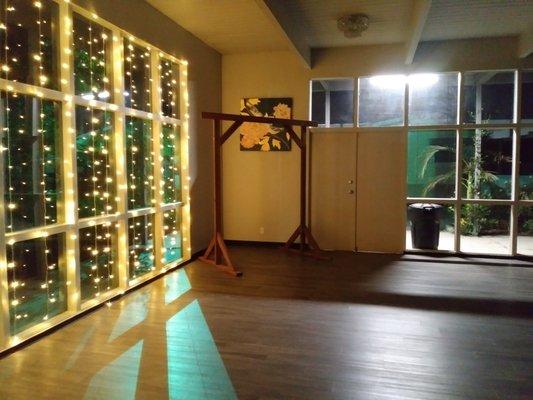 Lights and arch inside the community clubhouse