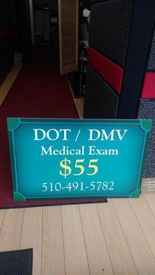 Dot dmv physical exam, truck drivers medical card, hayward and mountain view clinics