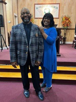 Pastor Bell and his wife.