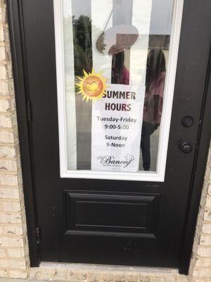 Summer hours!