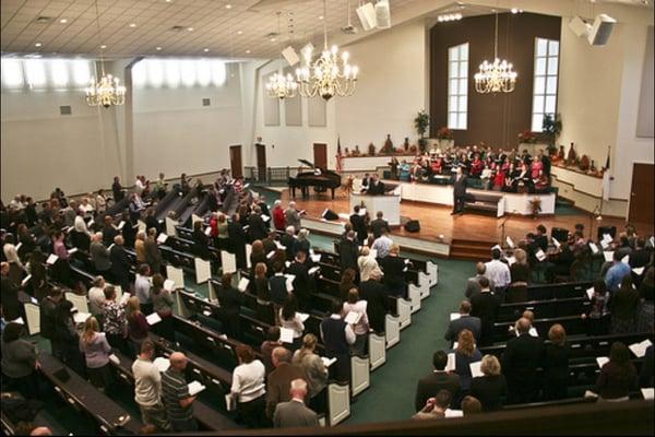 Auditorium during a church service